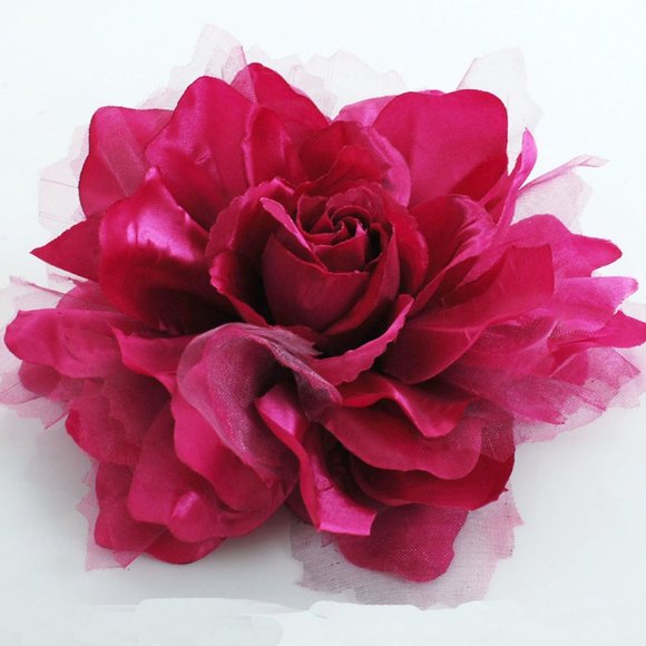 5-1/2" Large Fabric Flower Pin - Burgundy - Picture 1 of 2